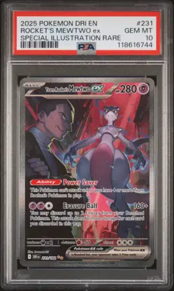 2025 POKEMON DRI EN-DESTINED RIVALS #231 TEAM ROCKET'S MEWTWO EX PSA 10 - Image 1