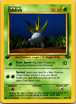 Oddish 58/64 1st Edition Jungle Pokemon TCG Vintage WotC 1999 LP - NM - Image 1