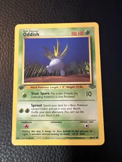 1st Edition Oddish 58/64 Pokemon F2 Jungle 1999 Vintage WoTC LP - Image 1