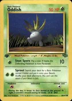 Vintage Wotc Pokemon Oddish 1st ed Jungle 58/64 Light Play LP - Image 1