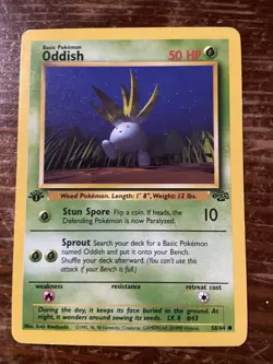 Oddish 58/64 Uncommon Jungle 1st Edition Vintage WOTC Pokemon TCG - Image 1