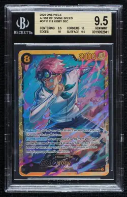 2025 One Piece Card Game: A Fist of Divine Speed OP11 SEC Koby BGS 9.5 GEM MINT - Image 1