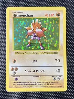 Hitmonchan 7/102 Holo Rare Base Set (Shadowless) Pokemon Card - Image 1