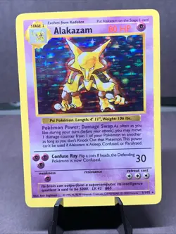 Pokemon TCG Alakazam 1/102 Base Set Shadowless Holo Rare 1999 WOTC VTG - Image 1
