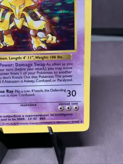 Pokemon TCG Alakazam 1/102 Base Set Shadowless Holo Rare 1999 WOTC VTG - Image 4