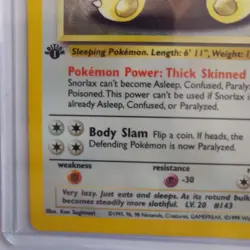 Snorlax 11/64 1st Edition Holo Rare Jungle Pokemon TCG Trading Card WOTC 1999 - Image 4