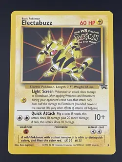 ELECTABUZZ Pokemon Card BLACK STAR PROMO 1st Movie WB Stamp & "Catch Mew" insert - Image 2