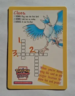 Pokemon - Legendary Birds Clues Crossword Promo 2000 Insert Card - NM - Image 2