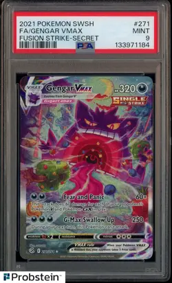 2021 Pokemon SWSH Fusion Strike Secret #271 FA Gengar VMAX PSA 9 MINT - Image 1