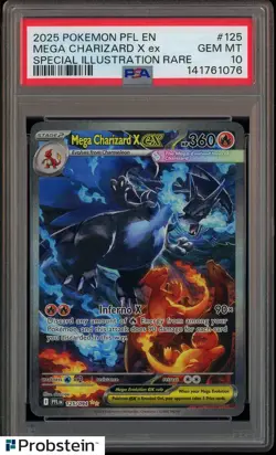 2025 POKEMON PFL EN-PHANTASMAL FLAMES #125 MEGA CHARIZARD X EX PSA 10 - Image 1