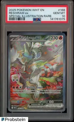 2025 POKEMON WHT EN-WHITE FLARE 166 RESHIRAM ex SPECIAL ILLUSTRATION RARE PSA 10 - Image 1