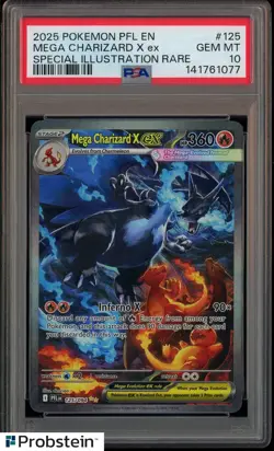2025 POKEMON PFL EN-PHANTASMAL FLAMES #125 MEGA CHARIZARD X EX PSA 10 - Image 1