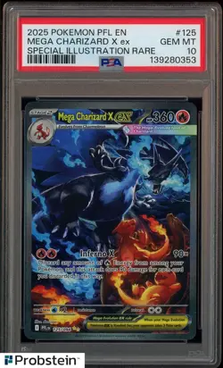 2025 POKEMON PFL EN-PHANTASMAL FLAMES #125 MEGA CHARIZARD X EX PSA 10 - Image 1