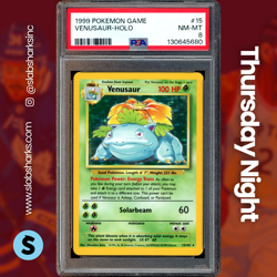 1999 POKEMON BASE SET UNLIMITED #15/102 VENUSAUR HOLO RARE PSA 8 - Image 1