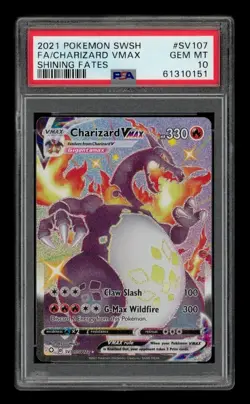 2021 Pokemon SWSH Shining Fates: #SV107 Fa/Charizard Vmax PSA 10 GEM MINT - Image 1