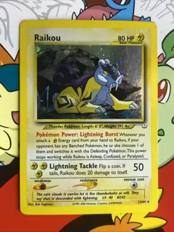 Pokemon TCG Raikou Neo Revelation 13/64 Holo Rare LP/NM - Image 1