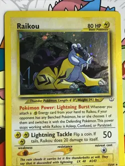 Pokemon TCG Raikou Neo Revelation 13/64 Holo Rare LP/NM - Image 5