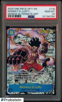 2025 One Piece OP11 EN Manga Alternate Art #118 Monkey D. Luffy PSA 10 GEM MINT - Image 1