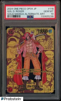 2024 One Piece OP09 Japanese Gold Manga Alternate Art #118 Gol D. Roger PSA 10 - Image 1