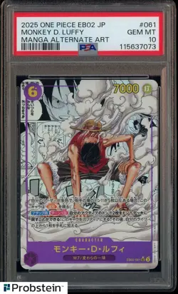 2025 One Piece EB02 JPN Manga Alternate Art #061 Monkey D. Luffy PSA 10 GEM MINT - Image 1