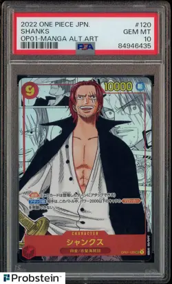 2022 One Piece Japanese OP01 Manga Alternate Art #120 Shanks PSA 10 - Image 1