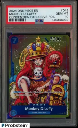 2024 One Piece EN Convention Exclusive Foil #043 Monkey D. Luffy PSA 10 GEM MINT - Image 1