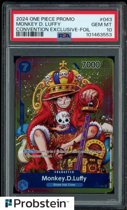 2024 One Piece Promo Convention Exclusive Foil #043 Monkey D. Luffy PSA 10 - Image 1