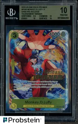 Monkey D. Luffy One Piece Promos Pre-Release Tournament Winner BGS 10 PRISTINE - Image 1