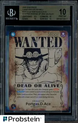 2025 One Piece OP13-119 EN Wanted Poster SP Error Portgas D. Ace BGS 10 PRISTINE - Image 1
