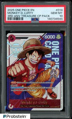 2025 One Piece EN 3rd Anniversary Treasure CP Pack #014 Monkey D. Luffy PSA 10 - Image 1