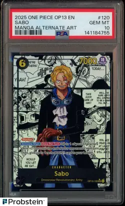 2025 One Piece OP13 EN Manga Alternate Art #120 Sabo PSA 10 GEM MINT - Image 1