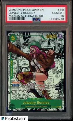 2025 One Piece OP12 EN Manga Alternate Art #118 Jewelry Bonney PSA 10 GEM MINT - Image 1