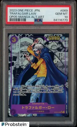2023 One Piece Japanese OP05 Manga Alternate Art #069 Trafalgar Law PSA 10 - Image 1