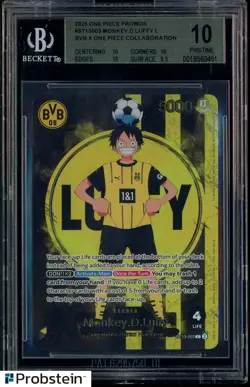 2025 ONE PIECE PROMOS BVB X ONE PIECE MATCH DAY 2025 #003 MONKEY D. LUFFY BGS 10 - Image 1