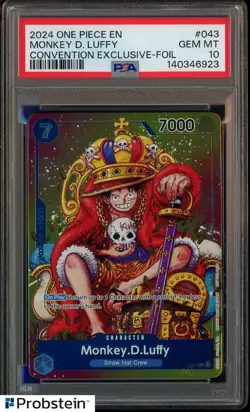 2024 One Piece EN Convention Exclusive Foil #043 Monkey D. Luffy PSA 10 GEM MINT - Image 1