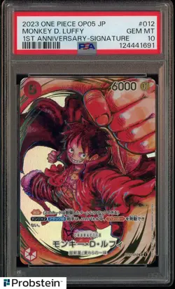 2023 One Piece OP05 Japanese Monkey D. Luffy 1st Anniversary Signature PSA 10 - Image 1