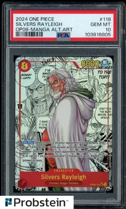 #1 2024 One Piece OP08 Manga Alternate Art #118 Silvers Rayleigh PSA 10 GEM MINT - Image 1