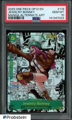2025 One Piece OP12 En Manga Alternate Art #118 Jewelry Bonney PSA 10 GEM MINT - Image 1