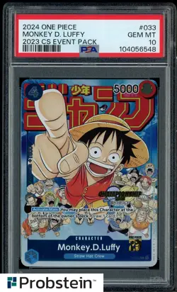 #2 2024 One Piece 2023 CS Event Pack #033 Monkey D. Luffy PSA 10 GEM MINT - Image 1