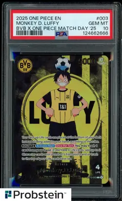 2025 One Piece EN BVB X One Piece Match Day 2025 #003 Monkey D. Luffy PSA 10 - Image 1