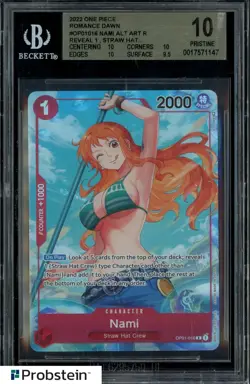 2022 One Piece OP01 Alternate Art Pre-Errata #016 Nami BGS 10 PRISTINE - Image 1