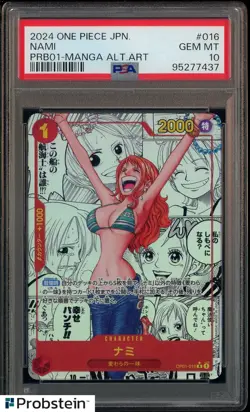 2024 One Piece PRB01 JPN #016 Nami Manga Alt Art PSA 10 GEM MINT - Image 1
