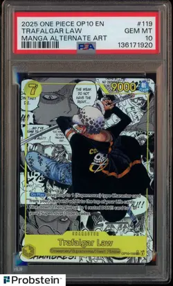 2025 One Piece OP10 EN Manga Alternate Art #119 Trafalgar Law PSA 10 GEM MINT - Image 1