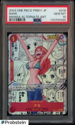 #2 2024 One Piece PRB01 Japanese Manga Alternate Art #016 Nami PSA 10 GEM MINT - Image 1