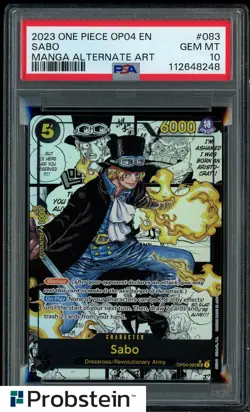 2023 One Piece OP04 En Manga Alternate Art #083 Sabo PSA 10 GEM MINT - Image 1