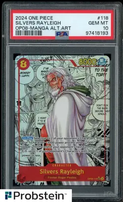 #2 2024 One Piece OP08 Manga Alternate Art #118 Silvers Rayleigh PSA 10 GEM MINT - Image 1