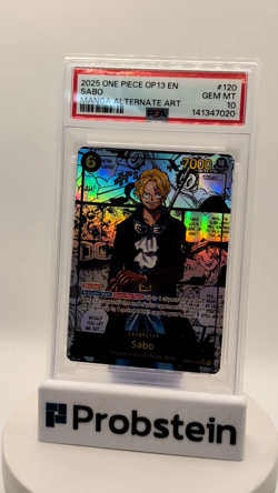 2025 One Piece EN OP13 Manga Alternate Art #120 Sabo PSA 10 GEM MINT - Image 2