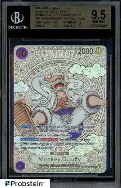 2025 ONE PIECE EN MONKEY D LUFFY 3RD ANNIVERSARY GOLD OP05-119 BGS 9.5 GEM MINT - Image 1