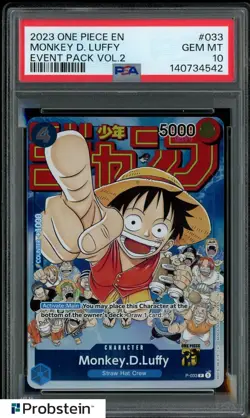 2024 One Piece English #033 Monkey D. Luffy 2023 CS Event Pack PSA 10 GEM MINT - Image 1