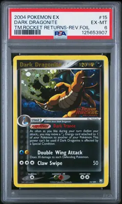 2004 POKEMON EX TEAM ROCKET RETURNS #15 DARK DRAGONITE-REVERSE FOIL PSA 6 - Image 1